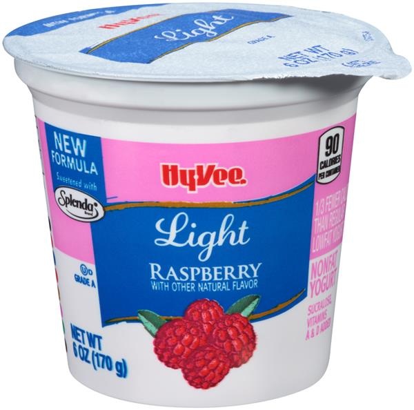 slide 1 of 1, Hy-vee Raspberry Light Nonfat Yogurt, 6 oz