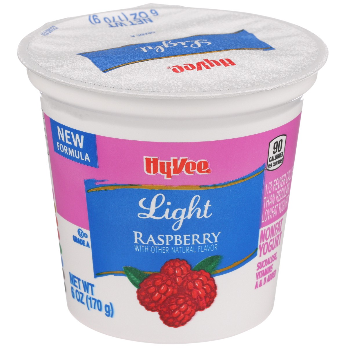 slide 1 of 8, Hy-vee Raspberry Light Nonfat Yogurt, 6 oz