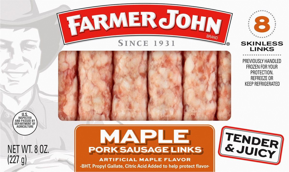slide 6 of 7, Farmer John Maple Pork Sausage Links 8 ea, 8 ct
