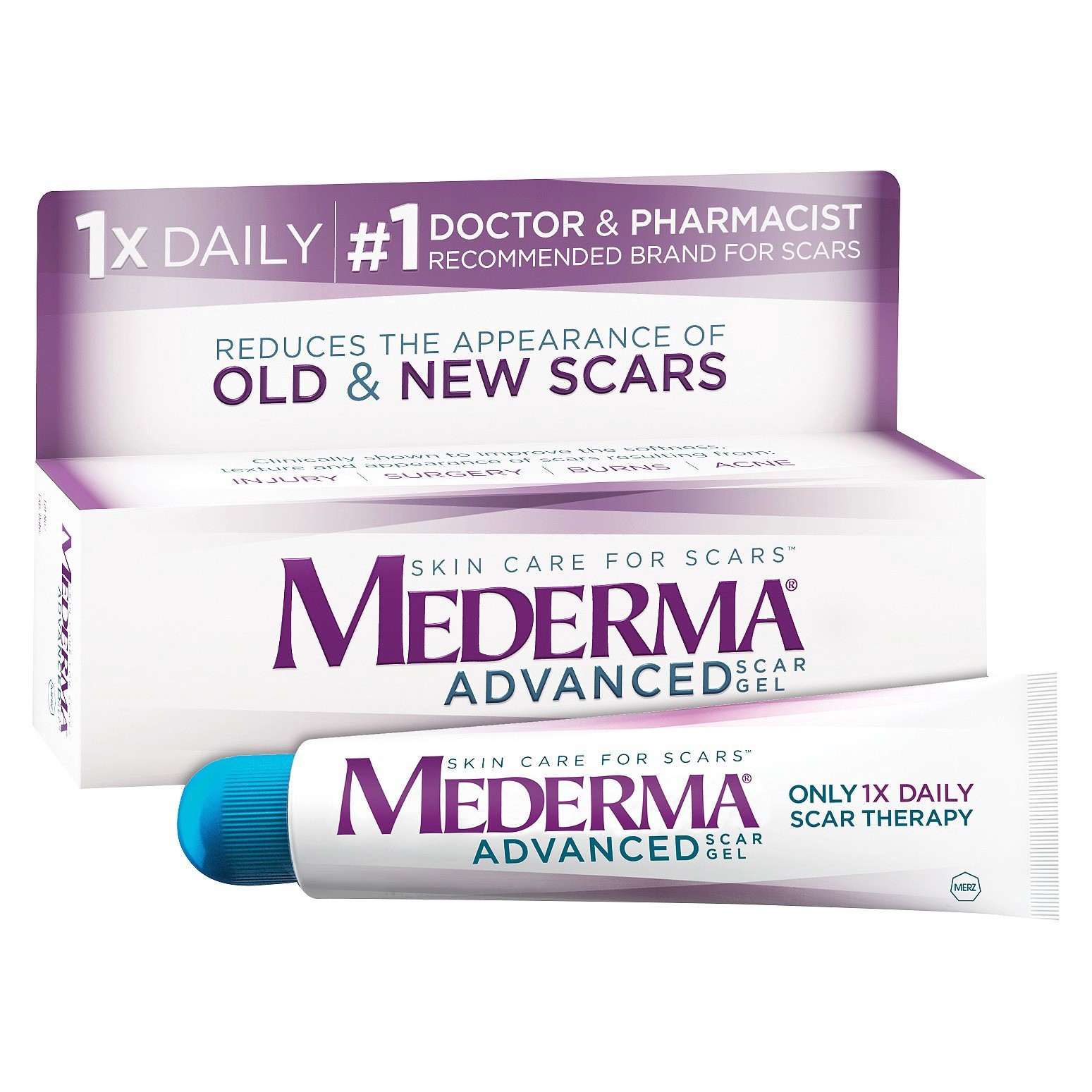 slide 1 of 3, Mederma Advanced Scar Gel, 0.7 oz