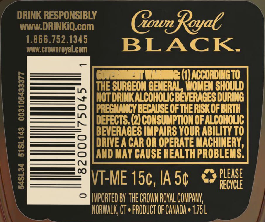 slide 2 of 10, Crown Royal Black Blended Canadian Whisky, 1.75 L, 1.75 liter