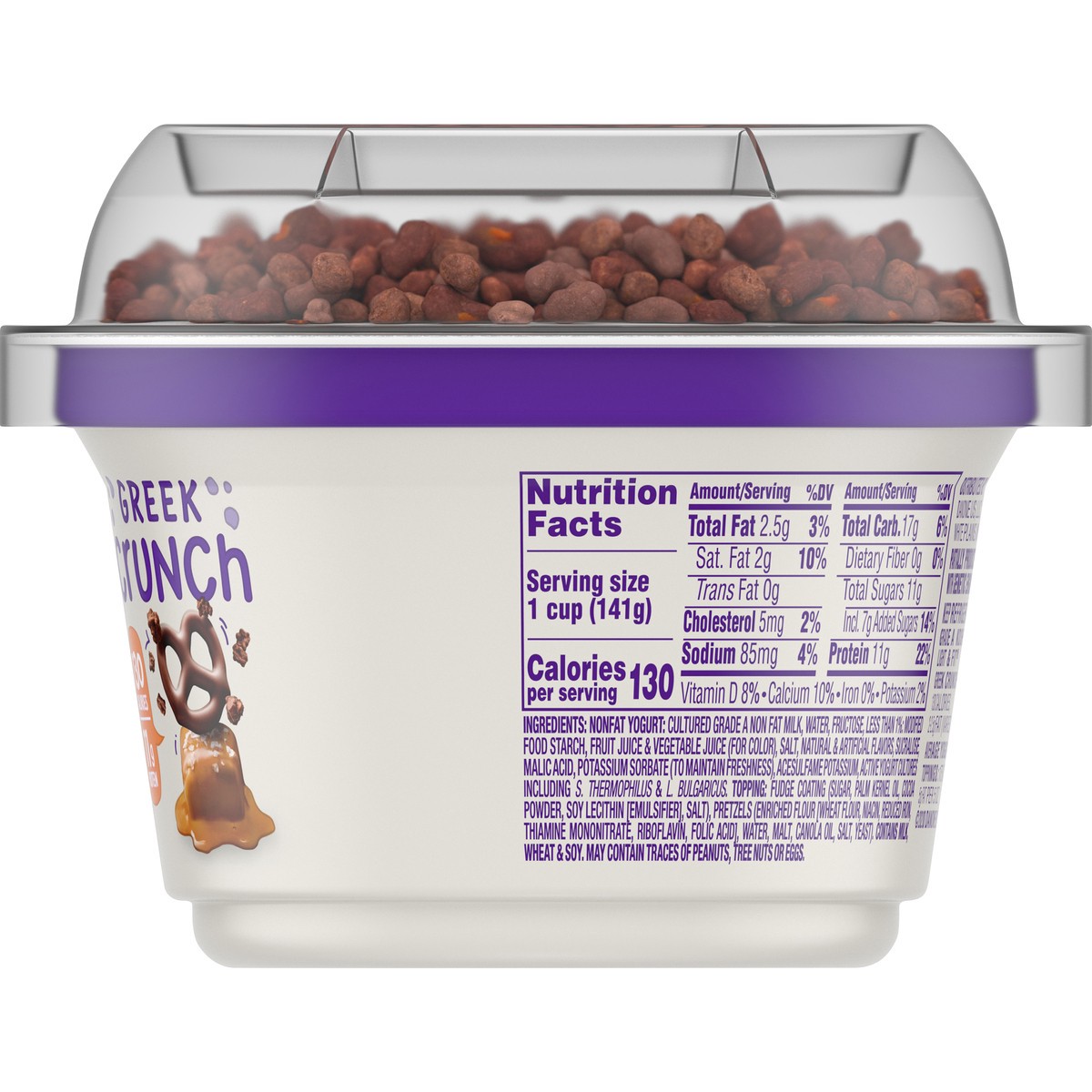 slide 3 of 10, Light + Fit Dannon Light & Fit Greek Crunch Caramel Fudge Pretzel Nonfat Yogurt 5 oz. Cup, 5 oz