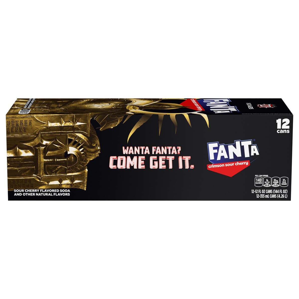 slide 1 of 5, Fanta Crimson Sour Cherry Soda Soft Drink Fridge Pack Cans, 12 fl oz, 12 Pack, 144 oz