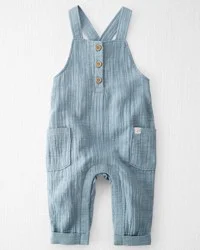 Littleplanet Baby Organic Cotton Gauze Overalls in Blue Creek Blue Creek NB