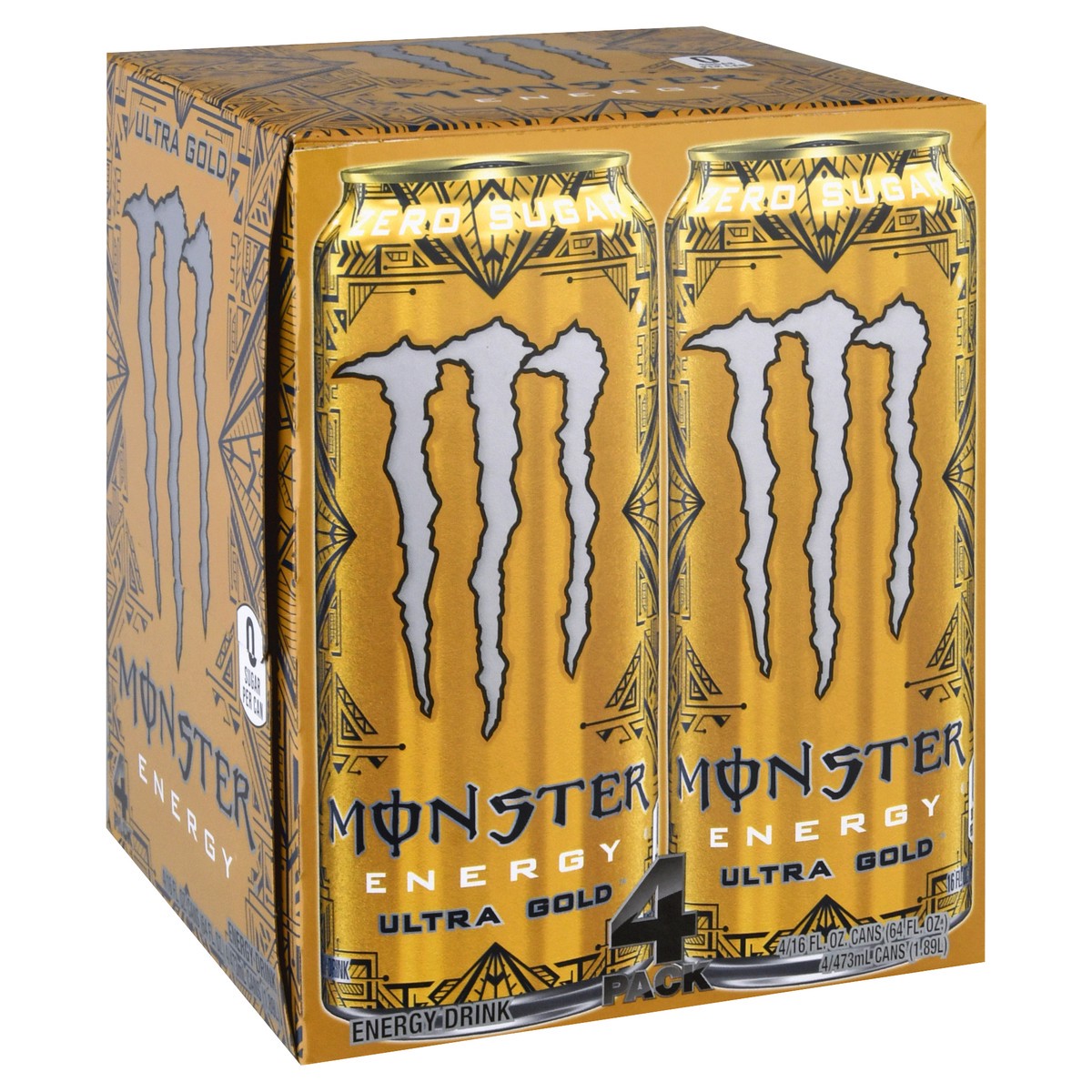 slide 3 of 9, Monster 4 Pack Ultra Gold Energy Drink 4 ea - 4 ct, 4 ct