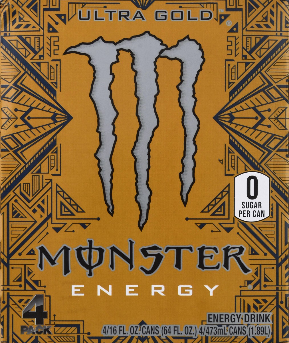 slide 7 of 9, Monster 4 Pack Ultra Gold Energy Drink 4 ea - 4 ct, 4 ct