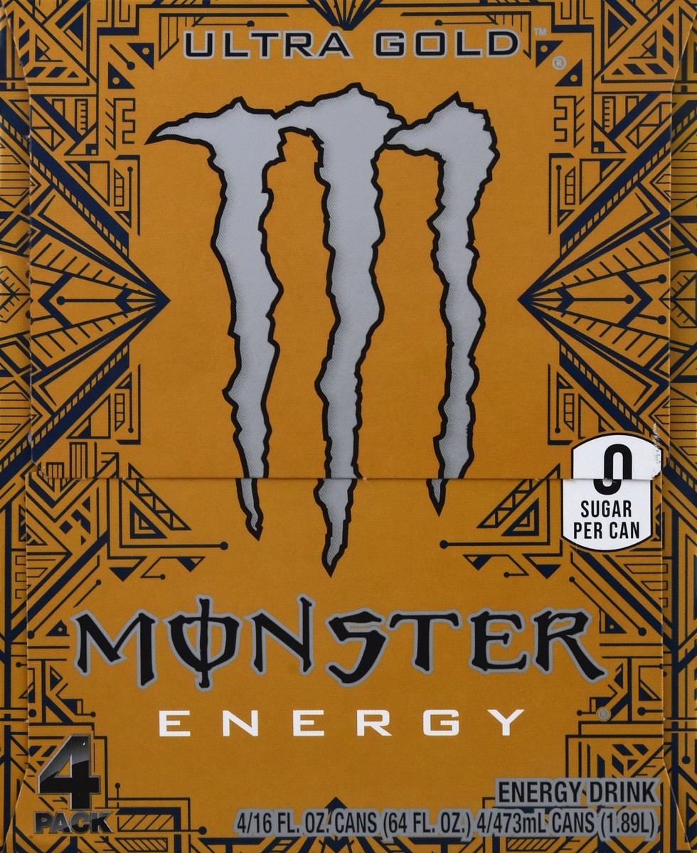 slide 8 of 9, Monster 4 Pack Ultra Gold Energy Drink 4 ea - 4 ct, 4 ct