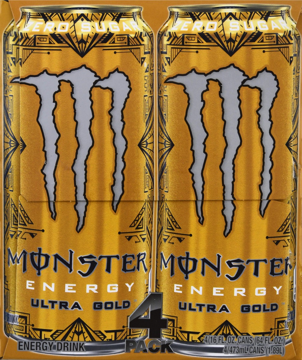 slide 2 of 9, Monster 4 Pack Ultra Gold Energy Drink 4 ea - 4 ct, 4 ct