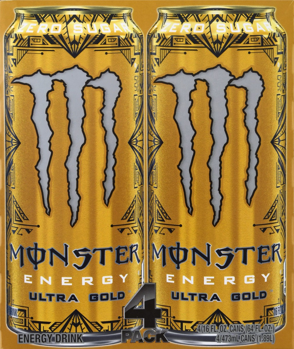 slide 1 of 9, Monster 4 Pack Ultra Gold Energy Drink 4 ea - 4 ct, 4 ct