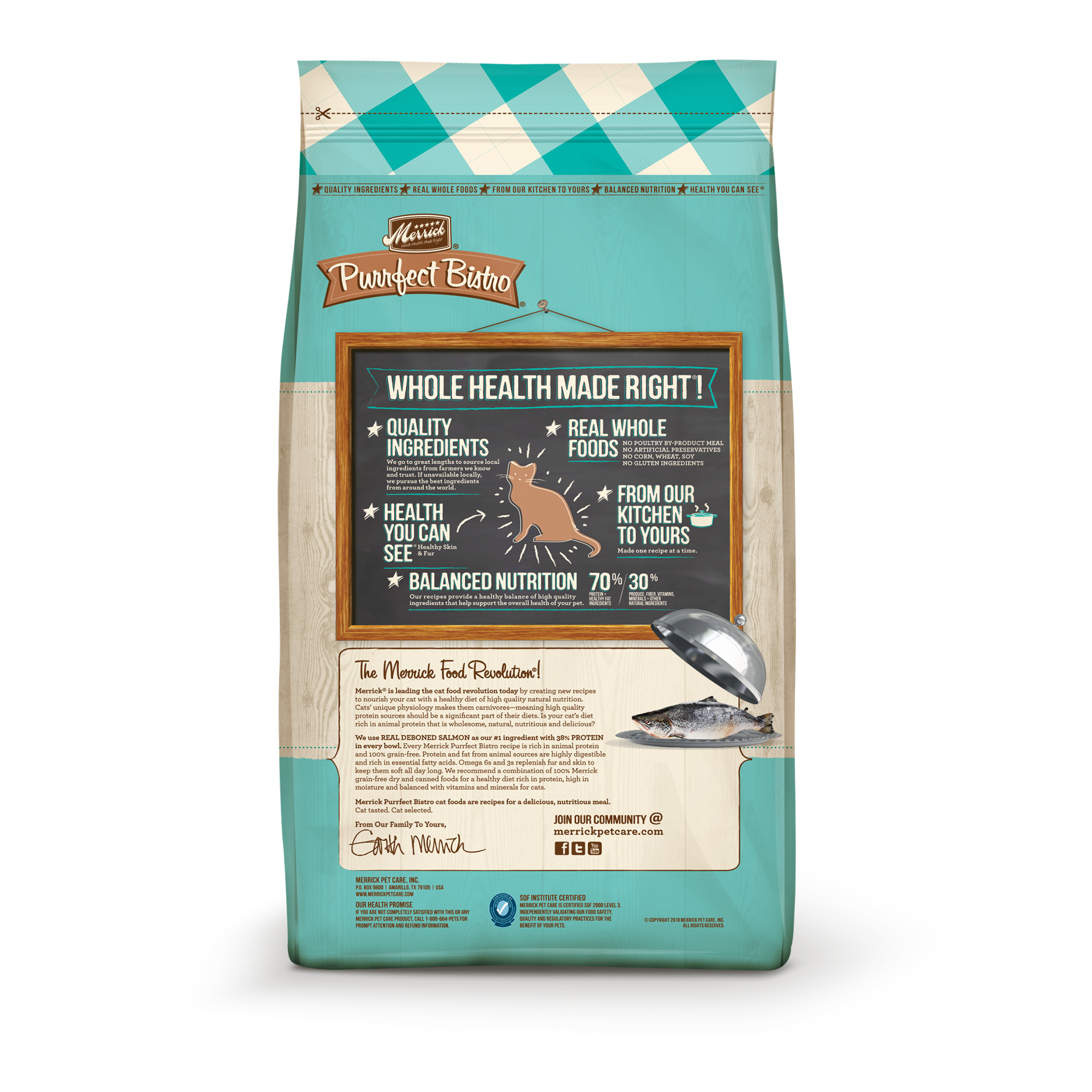 slide 3 of 4, Merrick Purrfect Bistro Grain Free Natural Dry Cat Food For Adult Cats, Real Salmon And Sweet Potato Recipe, 4 lb