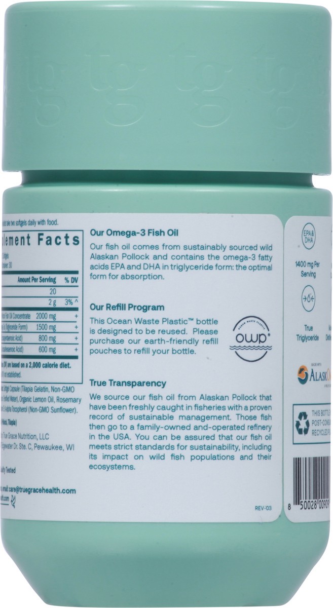 slide 4 of 13, True Grace 2000 mg Omega-3 Fish Oil 60 Softgels, 1 ct