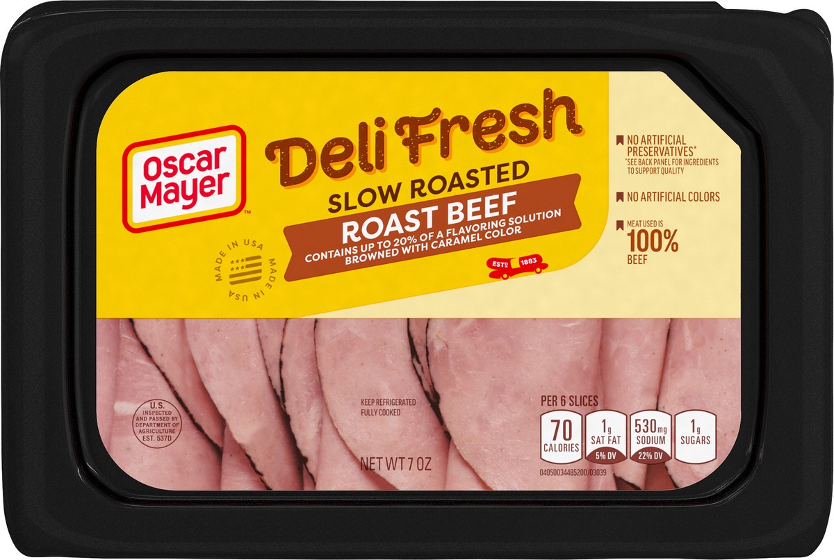 slide 3 of 9, Oscar Mayer Deli Fresh Slow Roasted Roast Beef Deli Lunch Meat, 7 oz Package, 7 oz