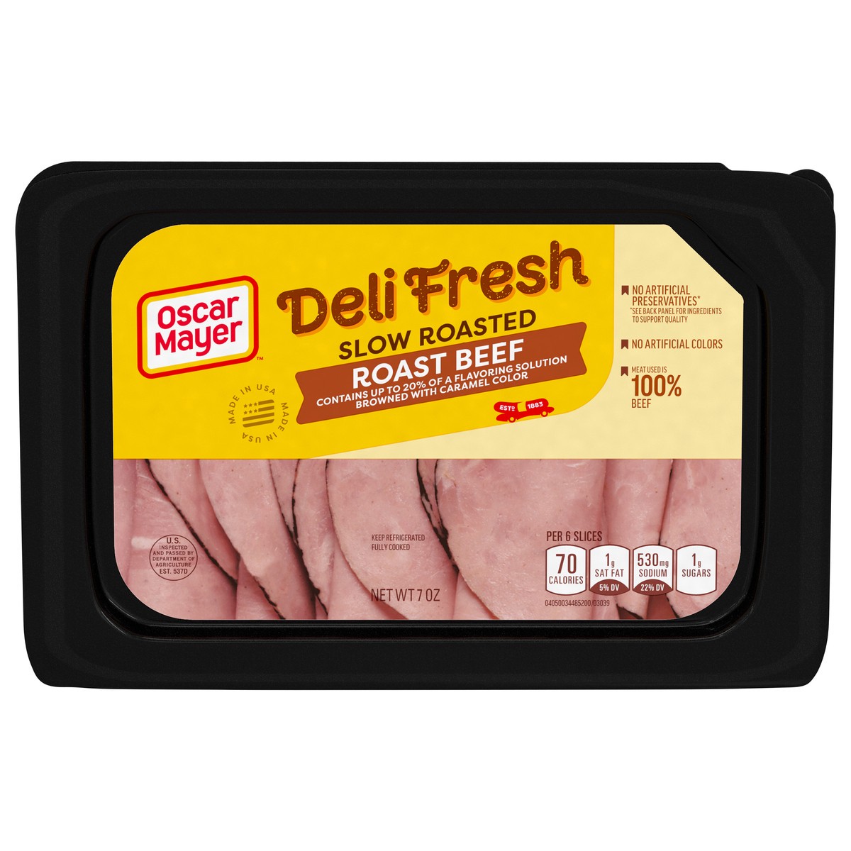 slide 1 of 9, Oscar Mayer Deli Fresh Slow Roasted Roast Beef Deli Lunch Meat, 7 oz Package, 7 oz