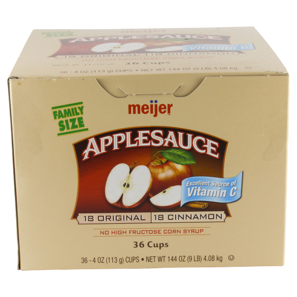 slide 1 of 2, Meijer Family Sized Original Cinnamon Applesauce, 36 ct