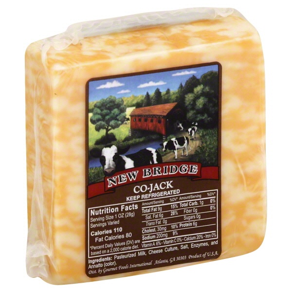 slide 1 of 1, New Bridge Colby Jack Square Cut Cheese, per lb