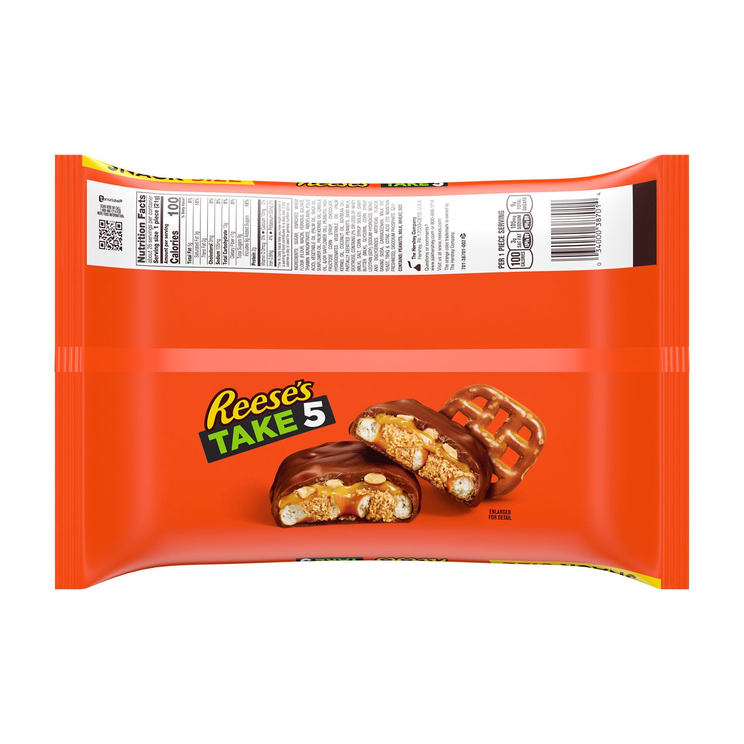 slide 8 of 8, Reese's TAKE 5 Pretzel, Peanut and Chocolate Snack Size, Candy Jumbo Bag, 19.5 oz, 19.5 oz