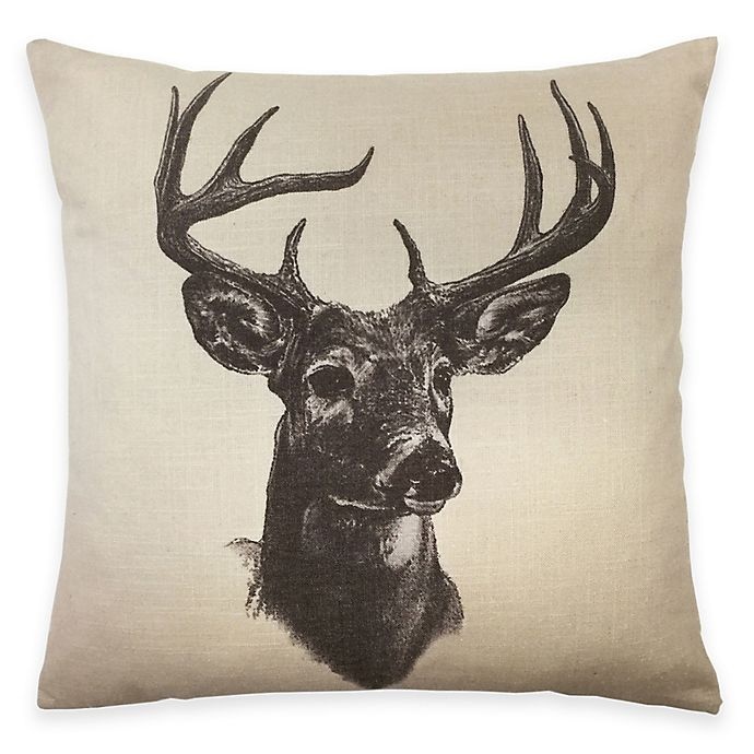 slide 1 of 1, HiEnd Accents Whitetail Deer Linen Print Square Throw Pillow - Natural, 1 ct