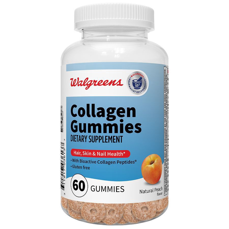 slide 1 of 5, Walgreens Collagen Gummies Dietary Supplement Natural Peach, 60 ct