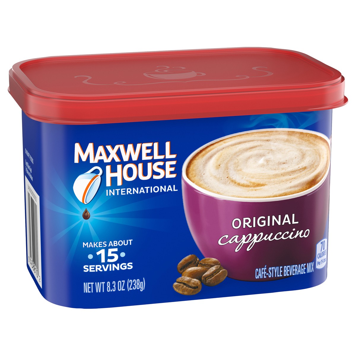 slide 8 of 9, Maxwell House International Original Cappuccino Café-Style Instant Coffee Beverage Mix, 8.3 oz. Canister, 8.3 oz