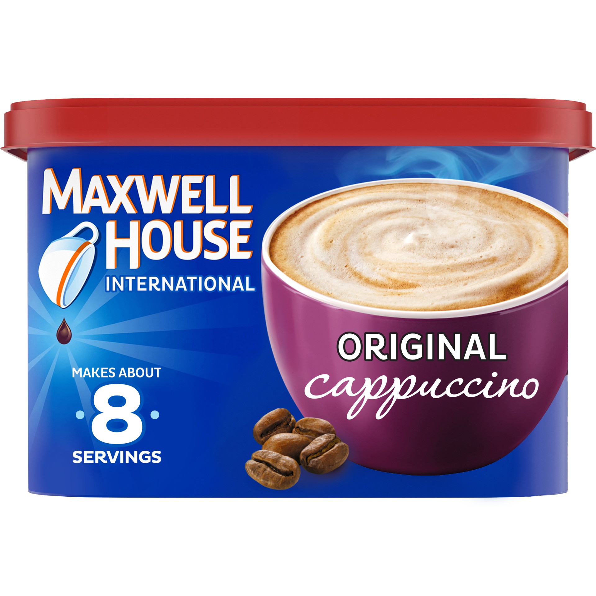 slide 1 of 9, Maxwell House International Original Cappuccino Café-Style Instant Coffee Beverage Mix, 8.3 oz. Canister, 8.3 oz