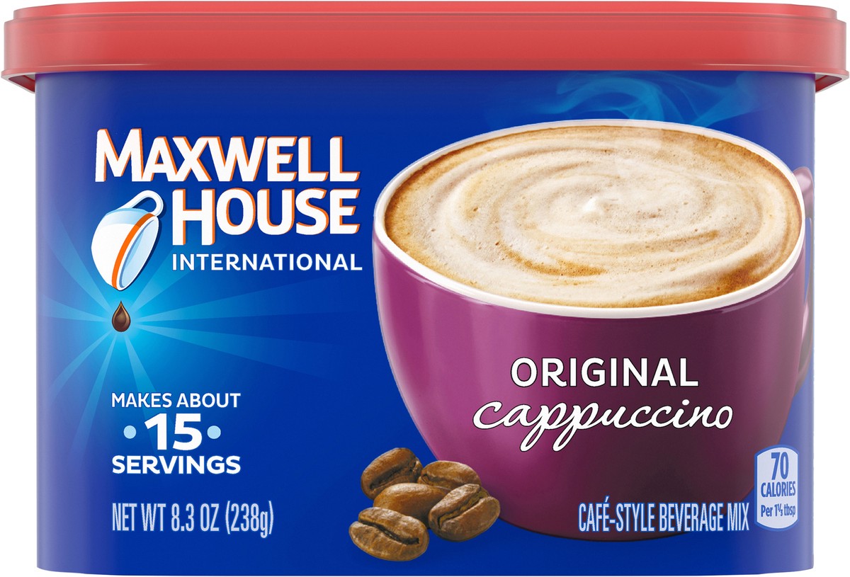 slide 6 of 9, Maxwell House International Original Cappuccino Café-Style Instant Coffee Beverage Mix, 8.3 oz. Canister, 8.3 oz