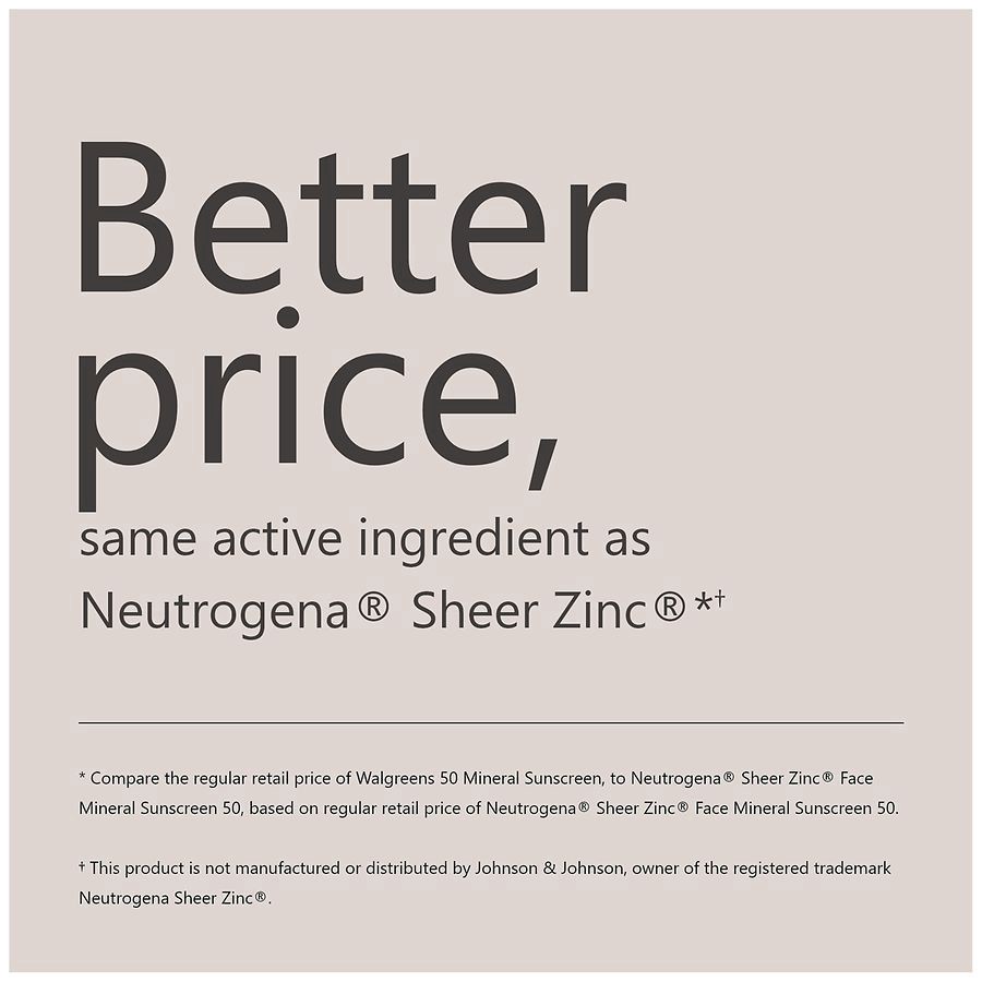slide 5 of 5, Walgreens Sheer Mineral Face Sunscreen SPF 50, 2 oz