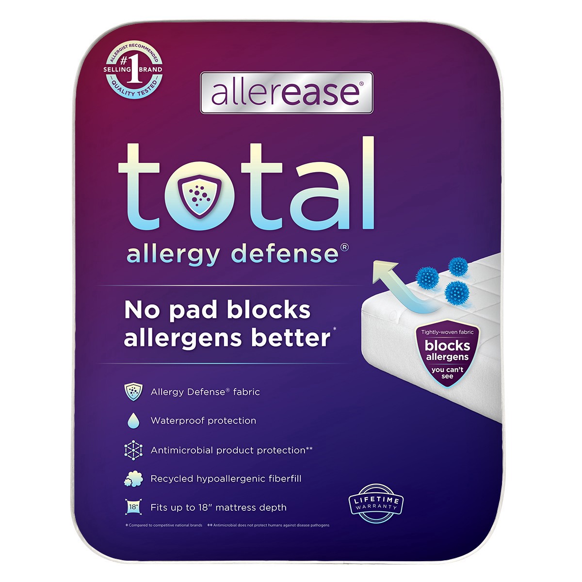 slide 1 of 13, AllerEase Total Allergy Defense Mattress Pad, Queen, Queen Size