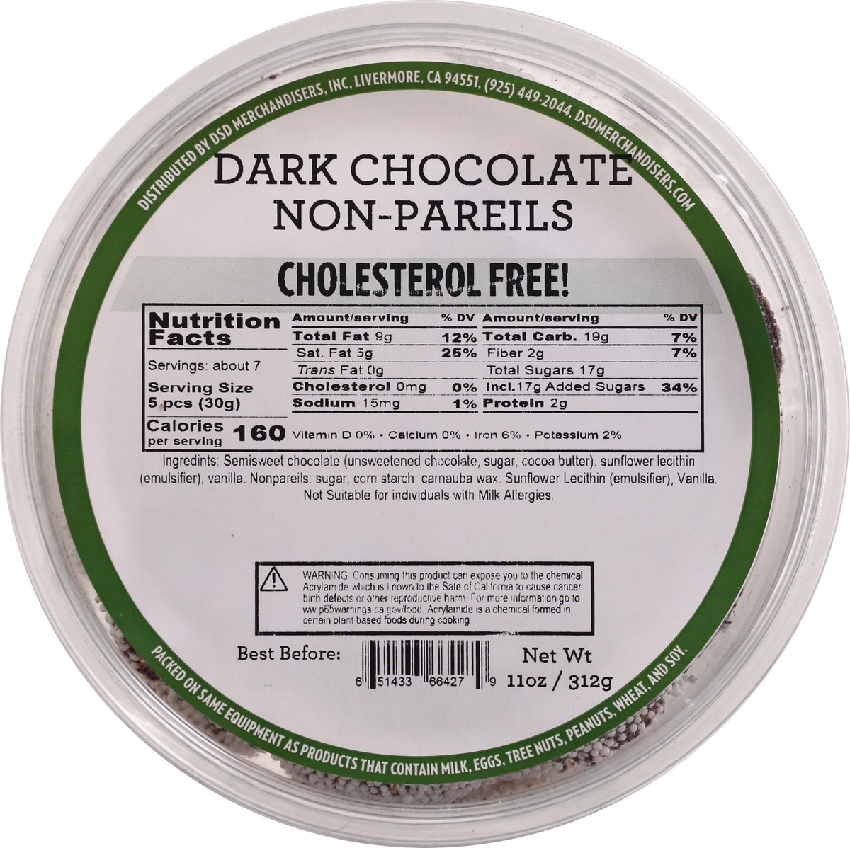 slide 7 of 13, DSD Merchandisers Dark Chocolate Non-pareils - 11 OZ, 11 oz