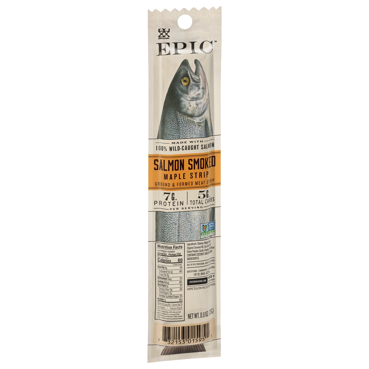 slide 2 of 9, EPIC Smoked Salmon Snack Strip, Wild Caught, 0.8oz, 0.8 oz