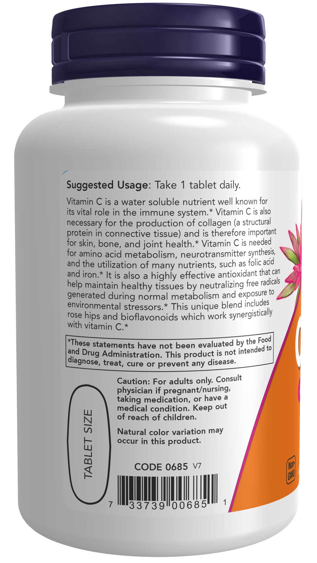 slide 3 of 4, Now Naturals NOW C-1,000 Tablets with Rose Hips, 100 ct