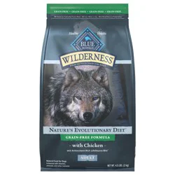 Blue Buffalo Wilderness Adult High-Protein Dry Dog Food with Real Chicken, Grain-Free, Made in the USA with Natural Ingredients, Chicken, 4.5-lb Bag
