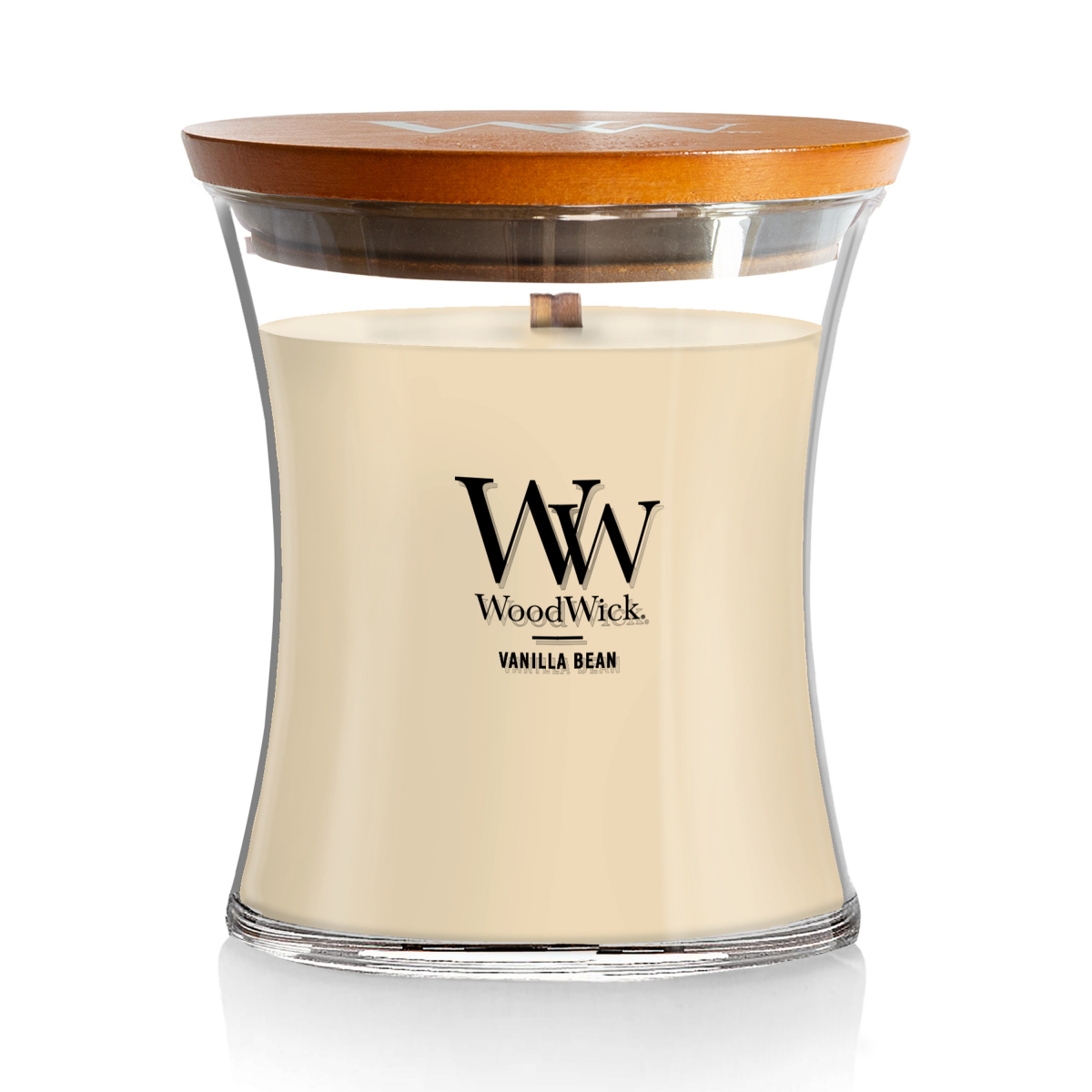 slide 1 of 9, Woodwick Candle Medium Jar Vanilla Bean, 10.5 oz