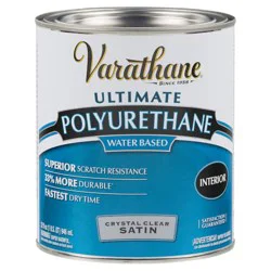 Rust-Oleum Varathane Ultimate Satin Water-Based Wood Polyurethane, Quart, Crystal Clear