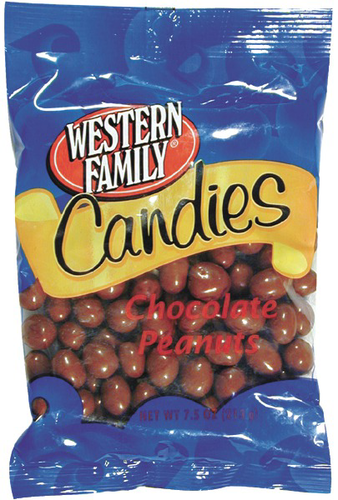 slide 1 of 1, Western Family Chocolate Peanuts Peg, 7.5 oz