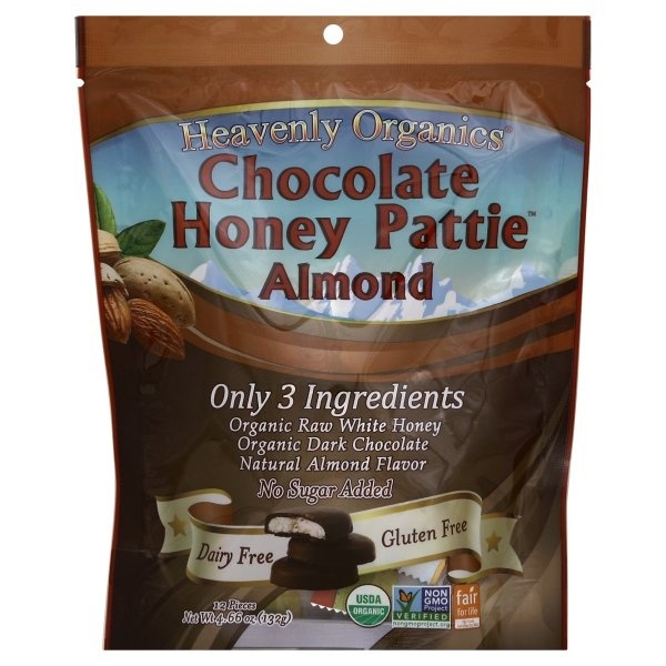 slide 1 of 1, Heavenly Organics Almond Chocolate Honey Patties, 4.66 oz