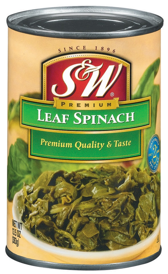 slide 1 of 1, S&W Leaf Spinach 13.5 oz, 13.5 oz