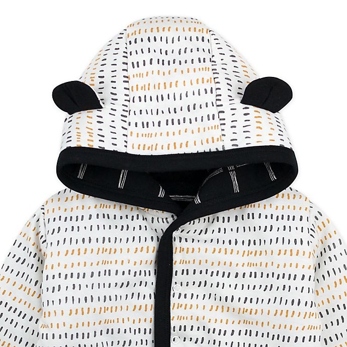 slide 4 of 6, The Honest Company Newborn Pencil Dash Reversible Quilted Hoodie - Grey/Yellow, 1 ct