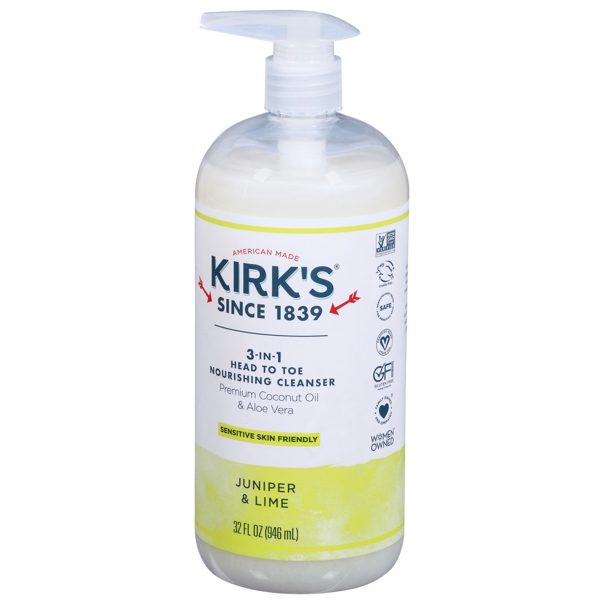 slide 9 of 9, Kirk's 3-in-1 Head to Toe Nourishing Juniper & Lime Cleanser 32 Fl Oz, 32 fl oz