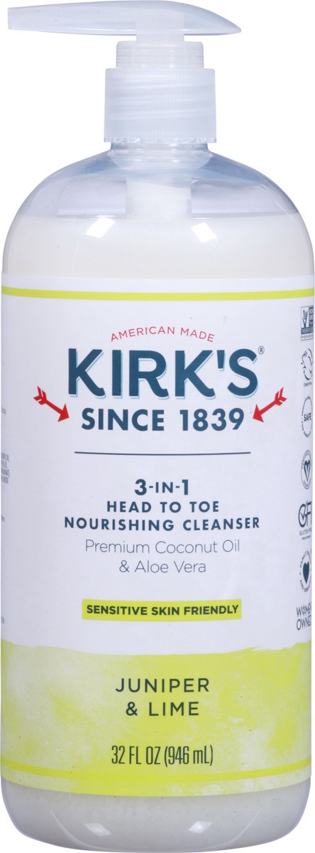 slide 2 of 9, Kirk's 3-in-1 Head to Toe Nourishing Juniper & Lime Cleanser 32 Fl Oz, 32 fl oz