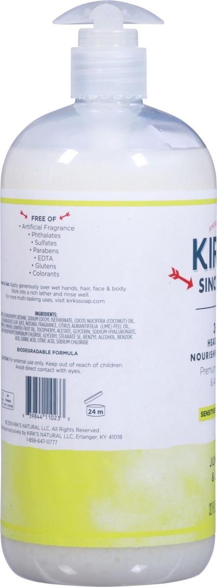 slide 3 of 9, Kirk's 3-in-1 Head to Toe Nourishing Juniper & Lime Cleanser 32 Fl Oz, 32 fl oz