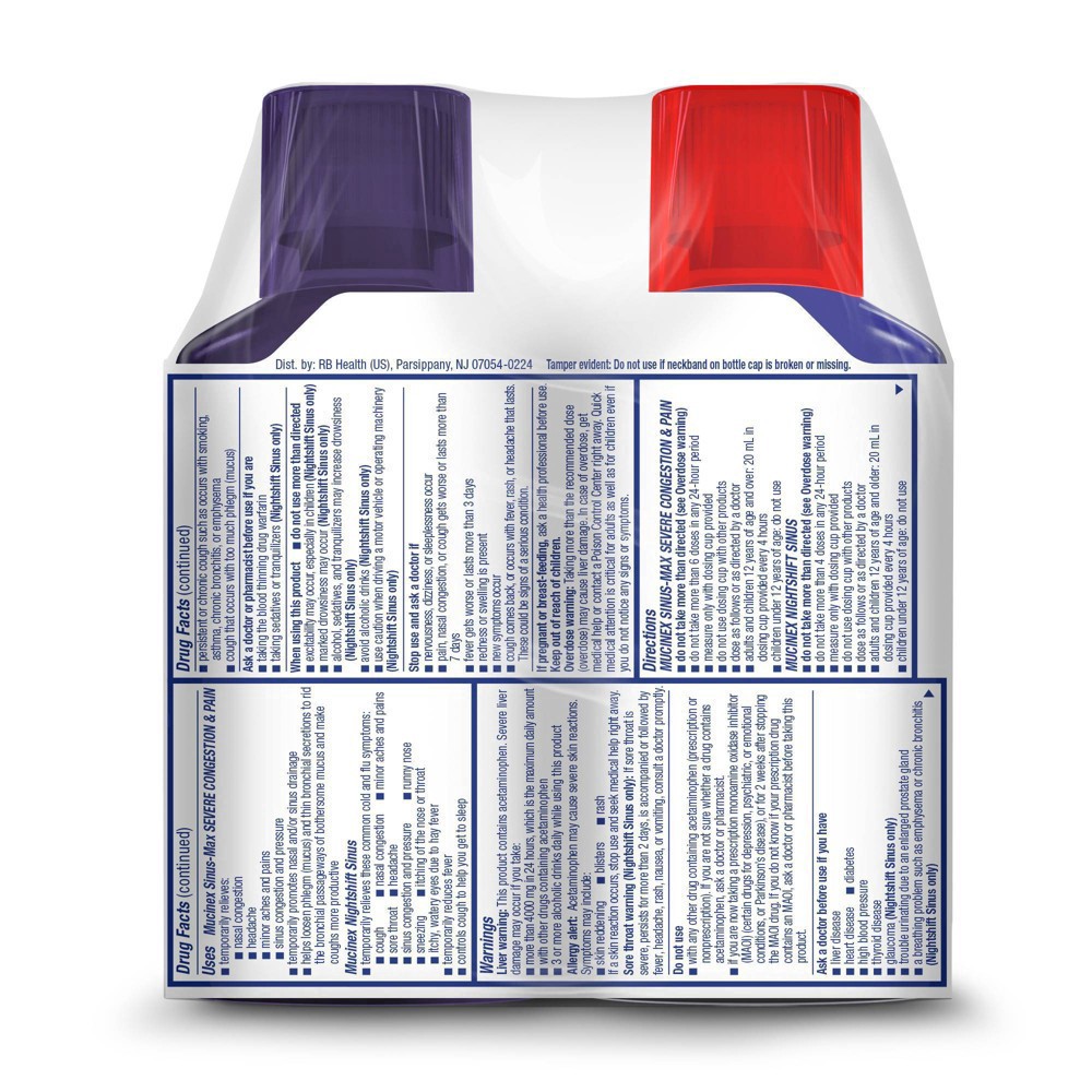 slide 10 of 13, Mucinex Sinus Max Relieves Sinus Pressure and Congestion Cough Medicine Liquid - 2x6 oz, 1 ct