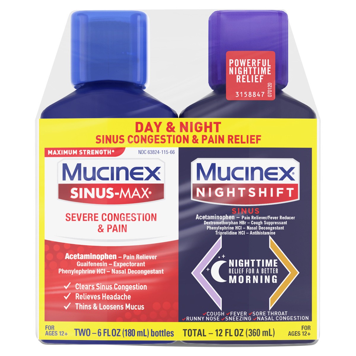 slide 1 of 13, Mucinex Sinus Max Relieves Sinus Pressure and Congestion Cough Medicine Liquid - 2x6 oz, 1 ct