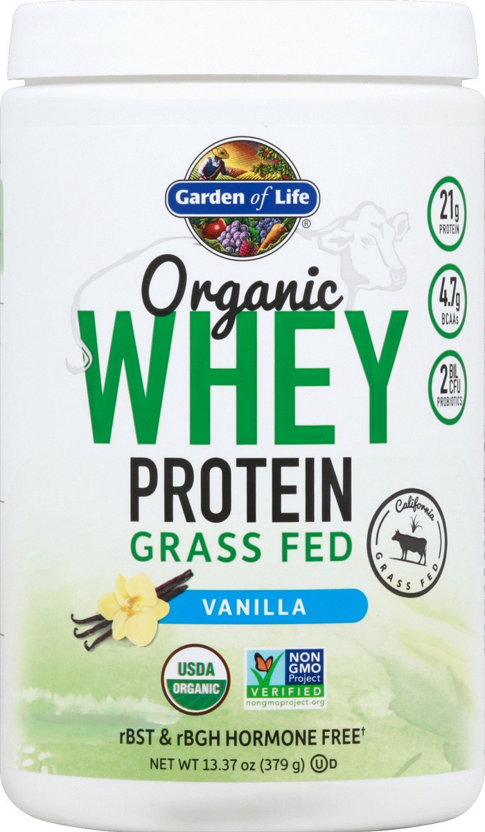 slide 2 of 2, Garden Of Life Organic Whey Protein Grass Fed Vanilla, 13.37 oz