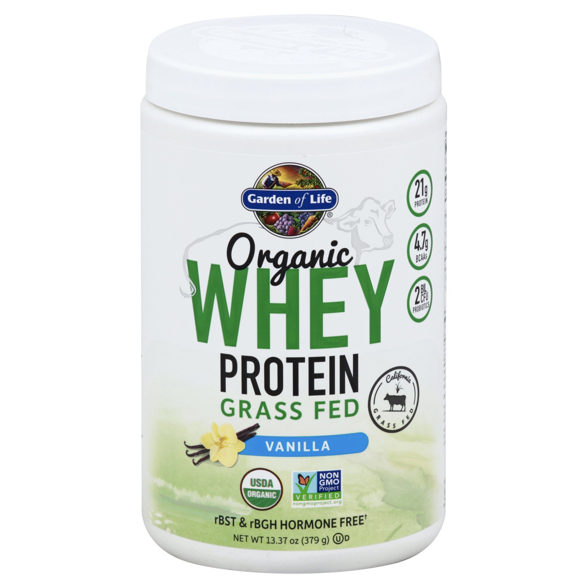 slide 1 of 2, Garden Of Life Organic Whey Protein Grass Fed Vanilla, 13.37 oz