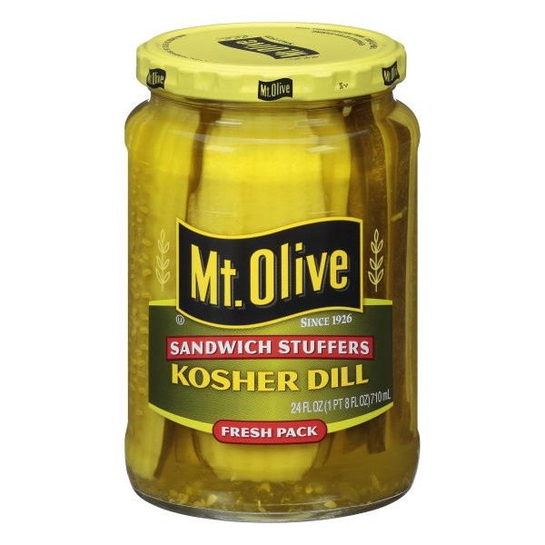 slide 1 of 6, Mt. Olive Pickles Sandwich Stuffers Kosher Dill - 24 Fl. Oz., 24 fl oz