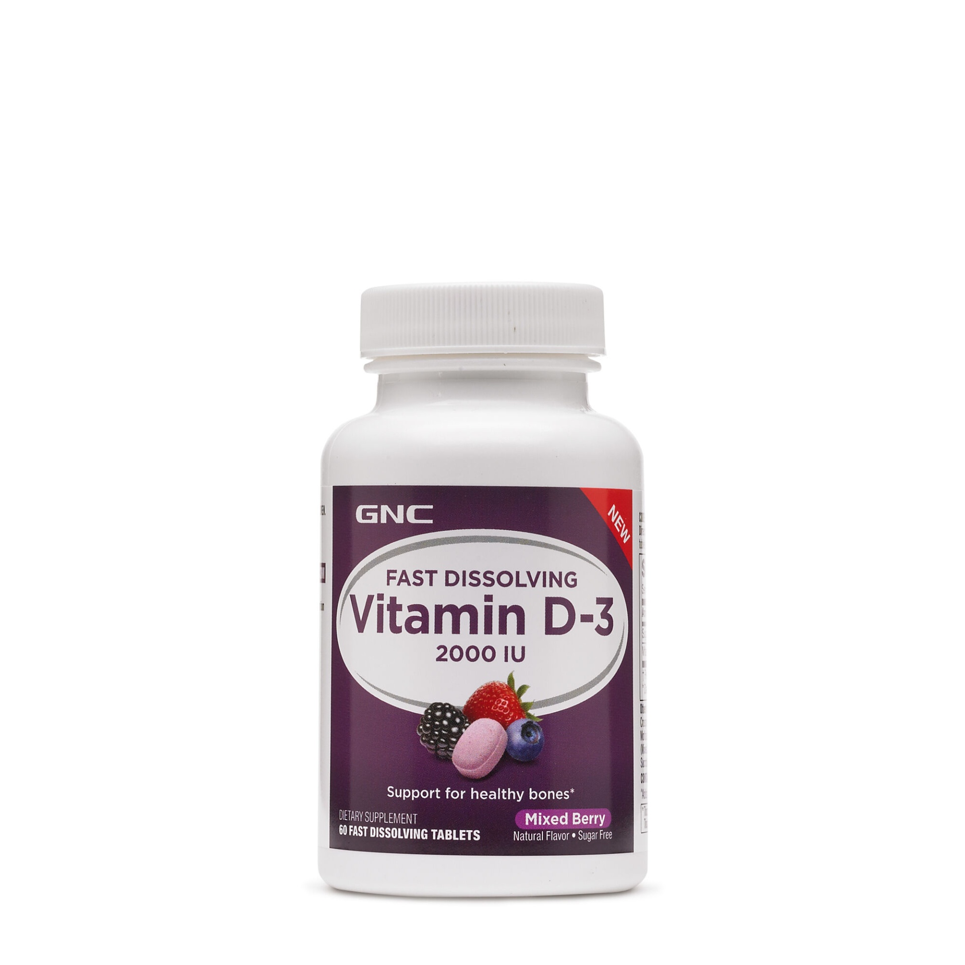 slide 1 of 1, GNC Fast Dissolving Vitamin D-3 2000 IU - Mixed Berry, 60 ct