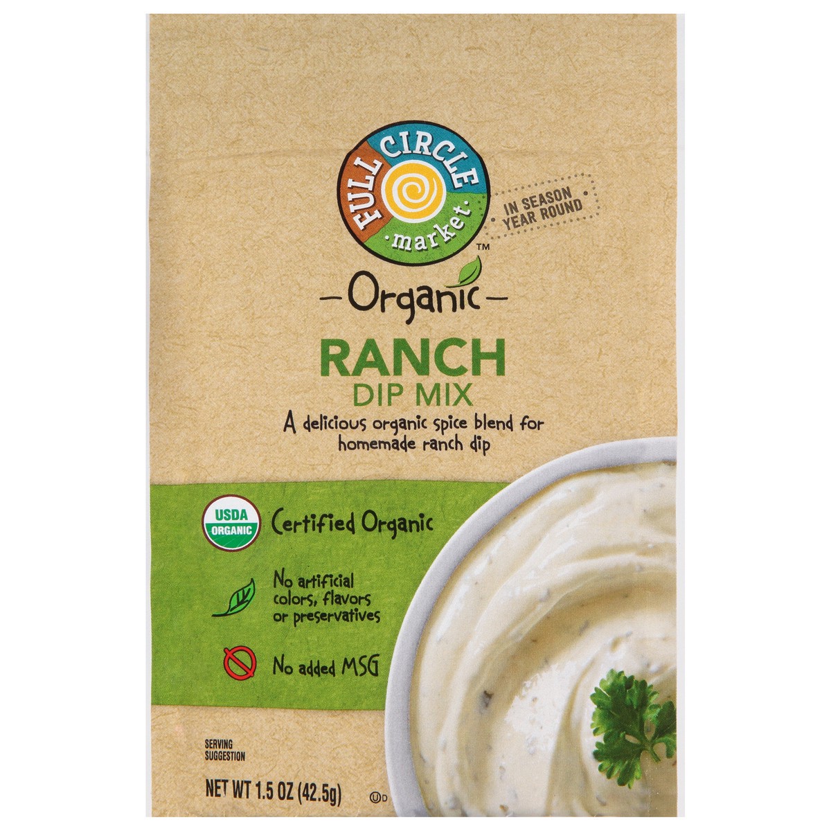 slide 10 of 17, Full Circle Market Organic Ranch Dip Mix 1.5 oz, 1.5 oz