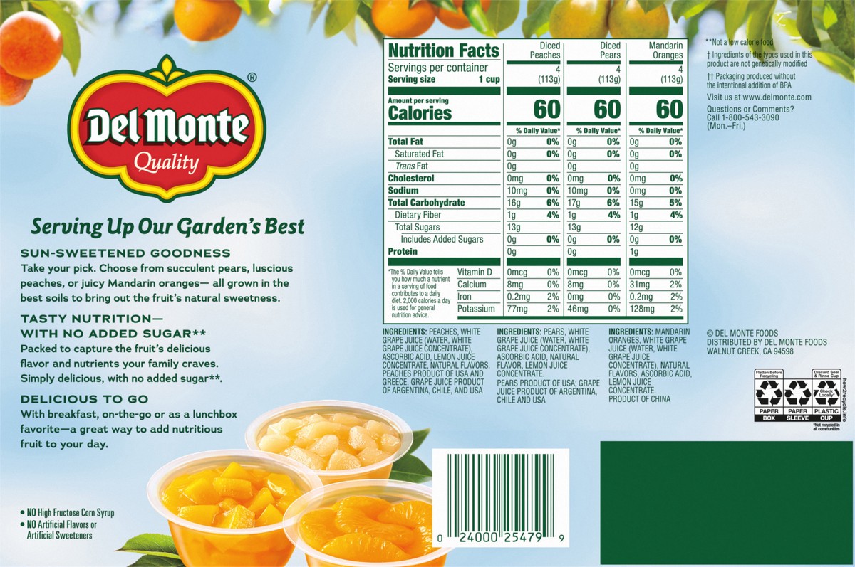 slide 2 of 7, DEL MONTE FRUIT CUP Snacks, 100% Juice, 12-Pack, 4 oz, 12 ct