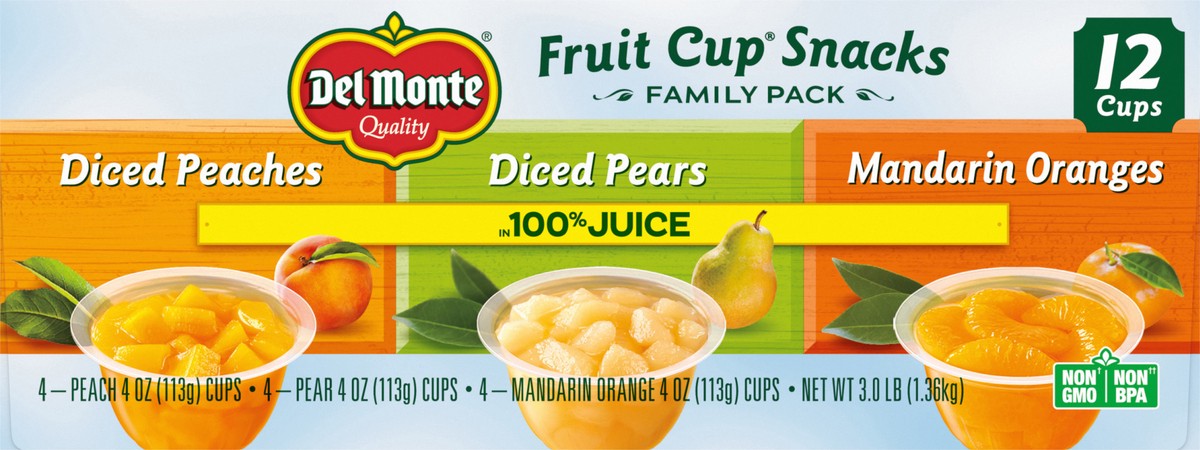 slide 3 of 7, DEL MONTE FRUIT CUP Snacks, 100% Juice, 12-Pack, 4 oz, 12 ct