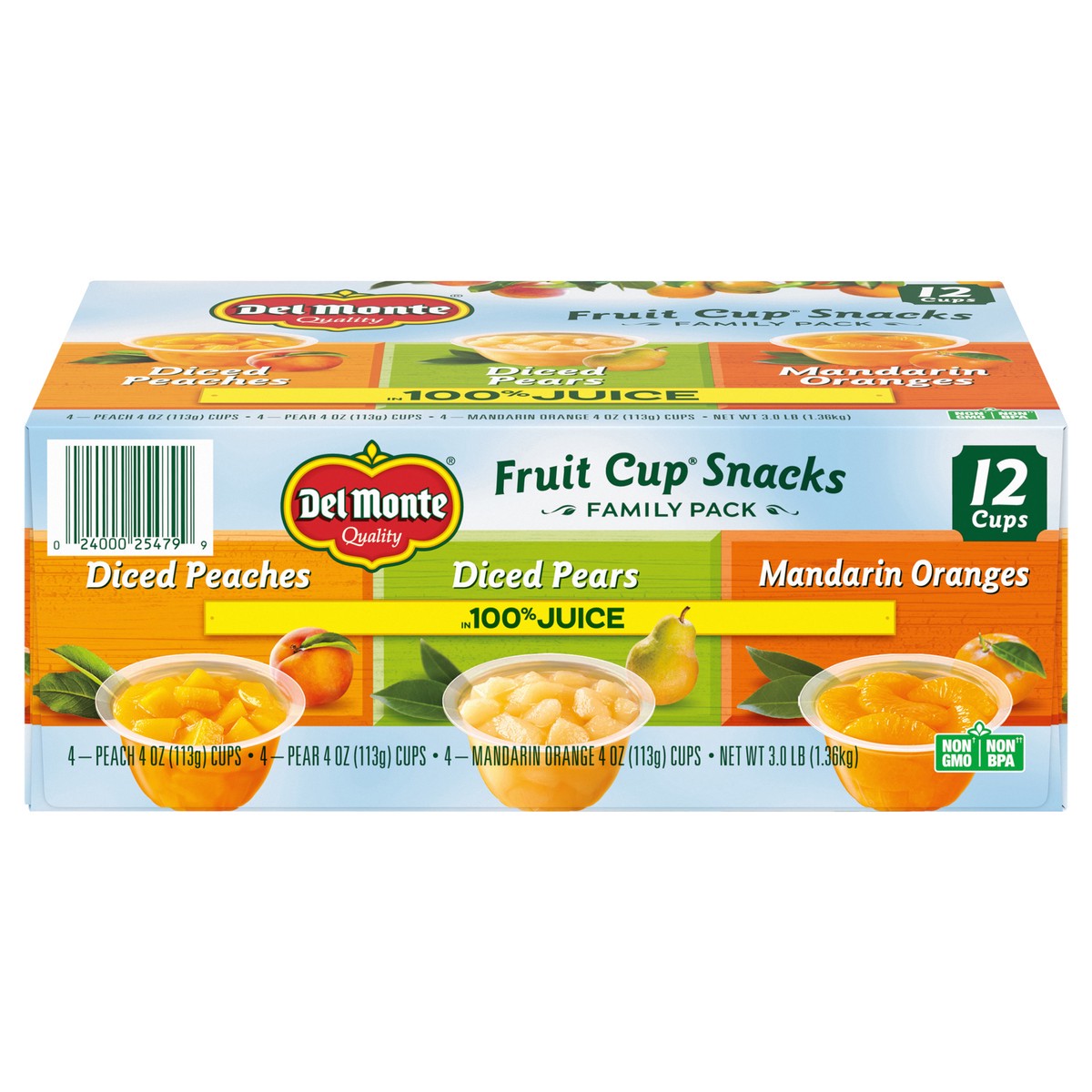 slide 1 of 7, DEL MONTE FRUIT CUP Snacks, 100% Juice, 12-Pack, 4 oz, 12 ct